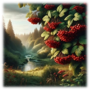 C:\Users\Наталочка\Desktop\DALL·E 2024-02-26 22.11.01 - Create an image that showcases the beauty of the Viburnum (Kalyna) in its natural setting. The image should capture the essence of a serene landscape, (1).png